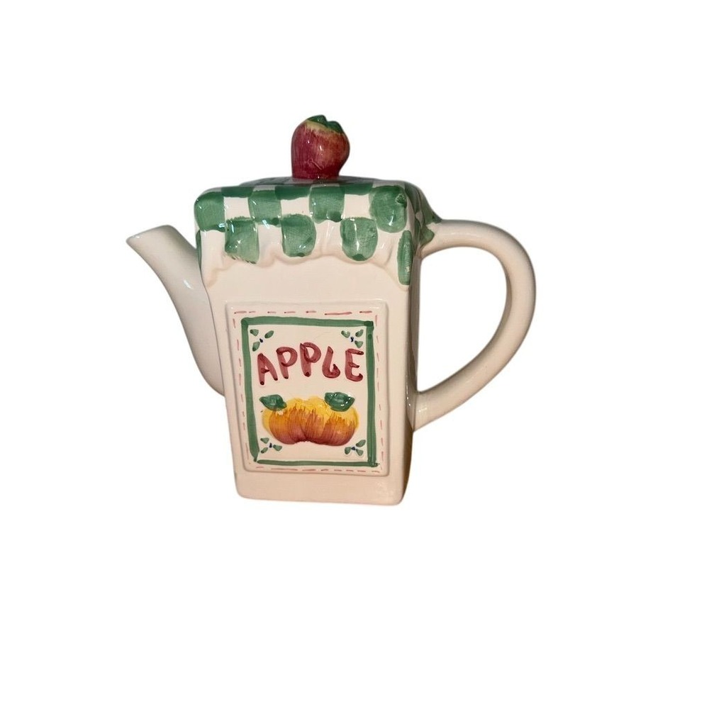 Vintage Vigor‎ Intl Apple-Themed Ceramic Teapot Rustic Decor 7"
